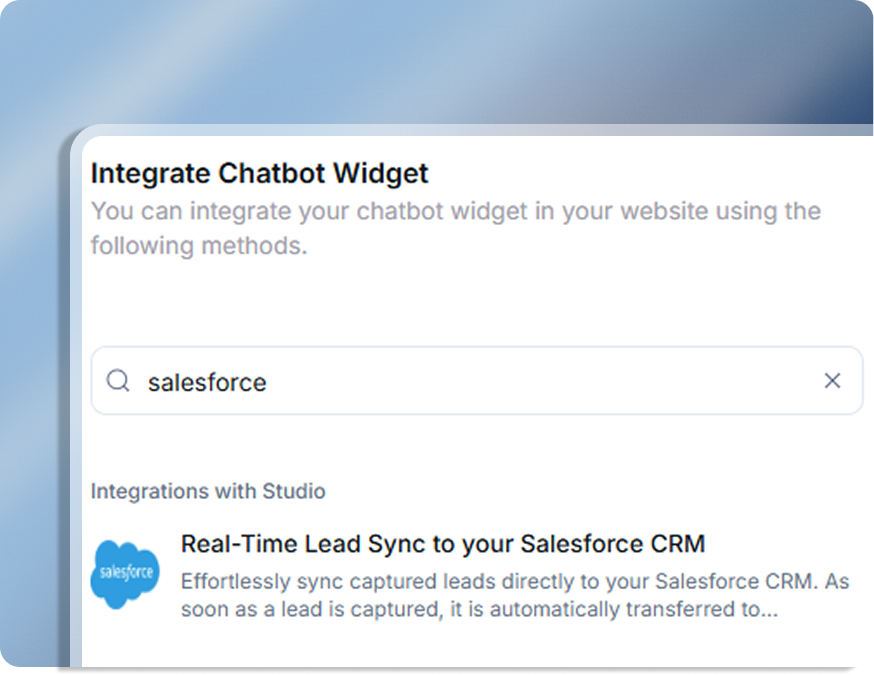 YourGPT Salesforce integration feature: Instant Salesforce Connection