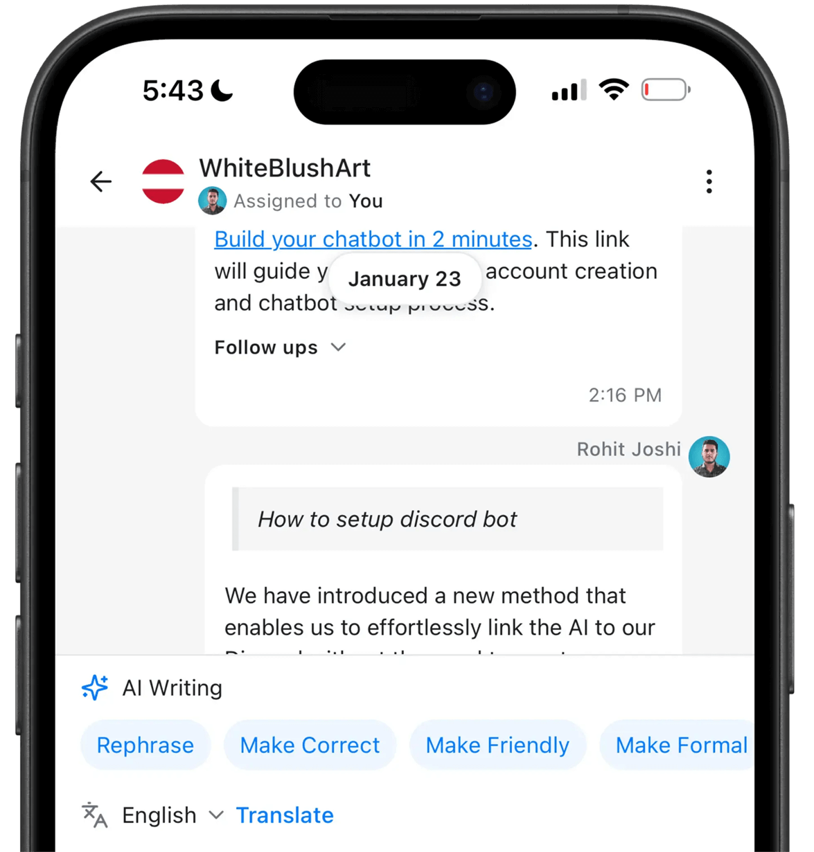 YourGPT Mobile App Interface